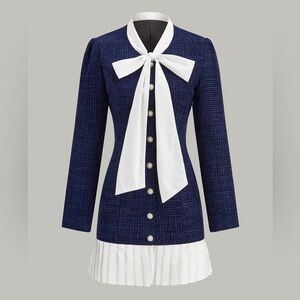 Elegant Navy and White Women's Dress